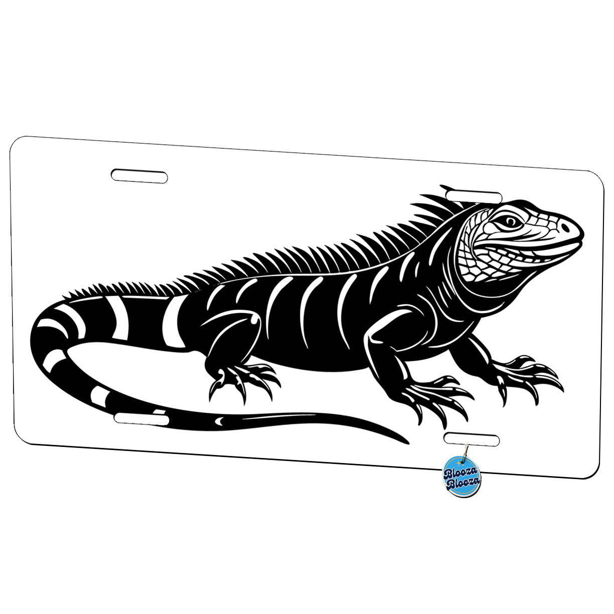 Iguana Black White Metal Vanity Novelty Tag License Plate for Trucks Cars SUVs