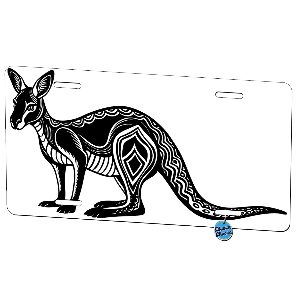 Kangaroo Black White Metal Vanity Novelty Tag License Plate for Trucks Cars SUVs
