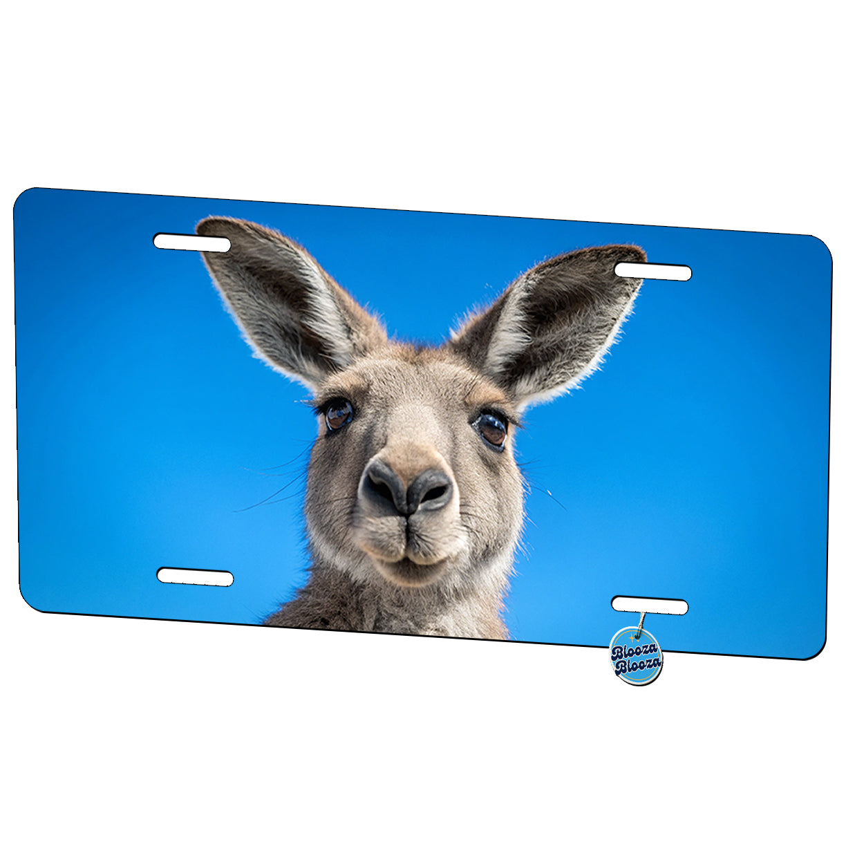 Kangaroo Face Blue Background Metal Vanity Novelty Tag License Plate for Trucks Cars SUVs