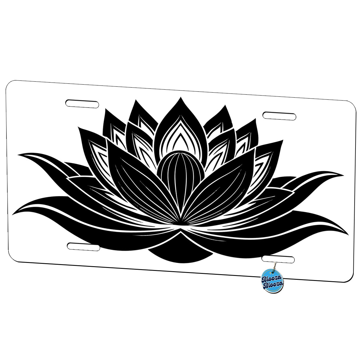 Lotus Flower Black White Metal Vanity Novelty Tag License Plate for Trucks Cars SUVs