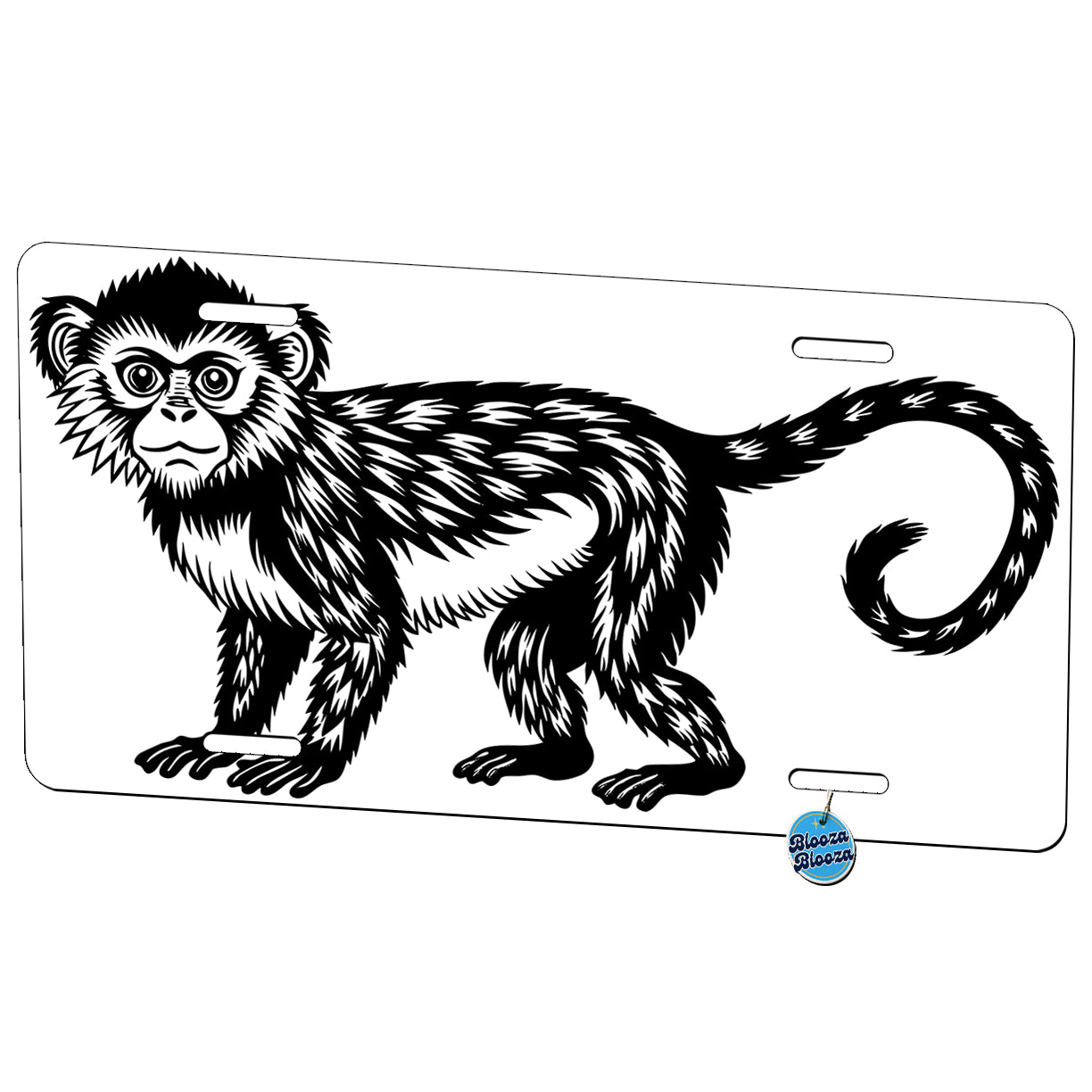 Monkey Black White Metal Vanity Novelty Tag License Plate for Trucks Cars SUVs