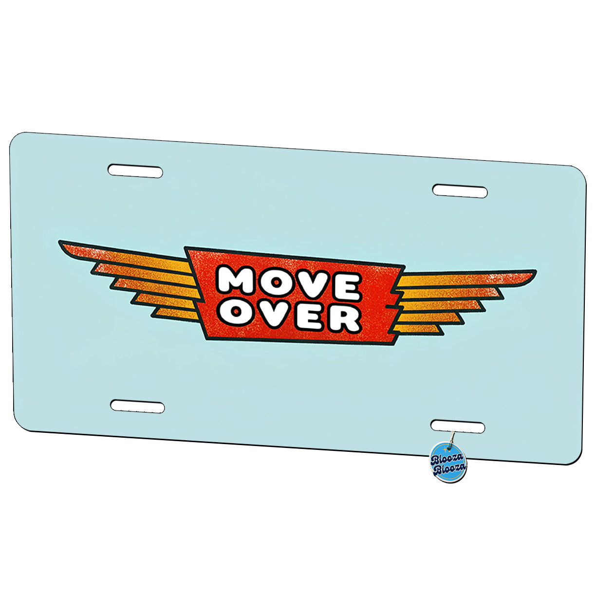 Move Over Blue Background Metal Vanity Novelty Tag License Plate for Trucks Cars SUVs