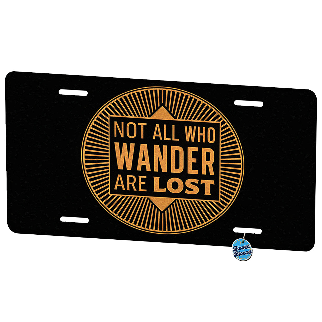 Not All Who Wander Are Lost Tan Black Metal Vanity Novelty Tag License Plate for Trucks Cars SUVs