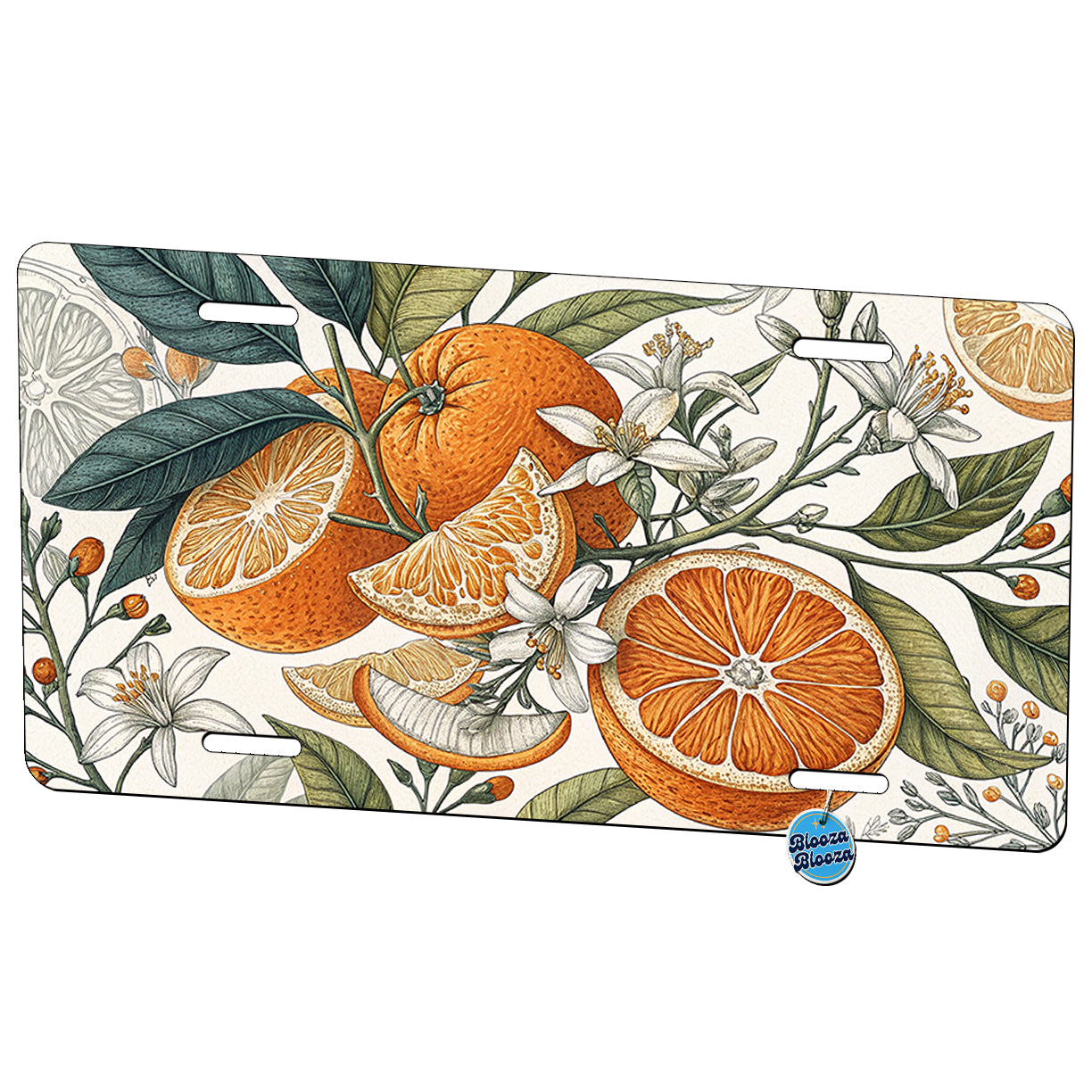 Oranges Citrus Pattern Metal Vanity Novelty Tag License Plate for Trucks Cars SUVs