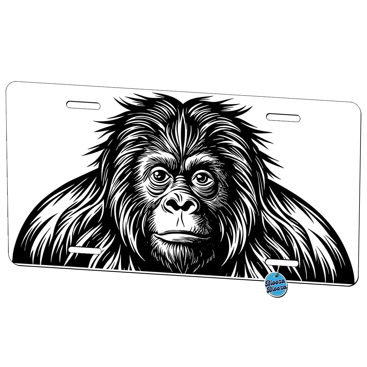 Orangutan Black White Metal Vanity Novelty Tag License Plate for Trucks Cars SUVs