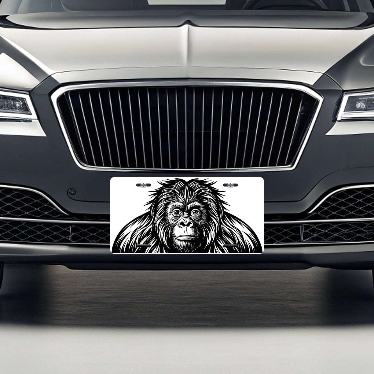 Orangutan Black White Metal Vanity Novelty Tag License Plate for Trucks Cars SUVs