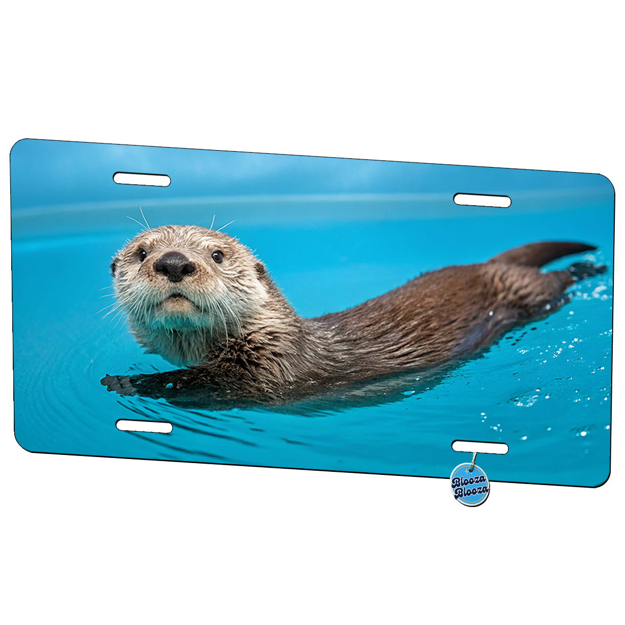 Otter Blue Background Metal Vanity Novelty Tag License Plate for Trucks Cars SUVs