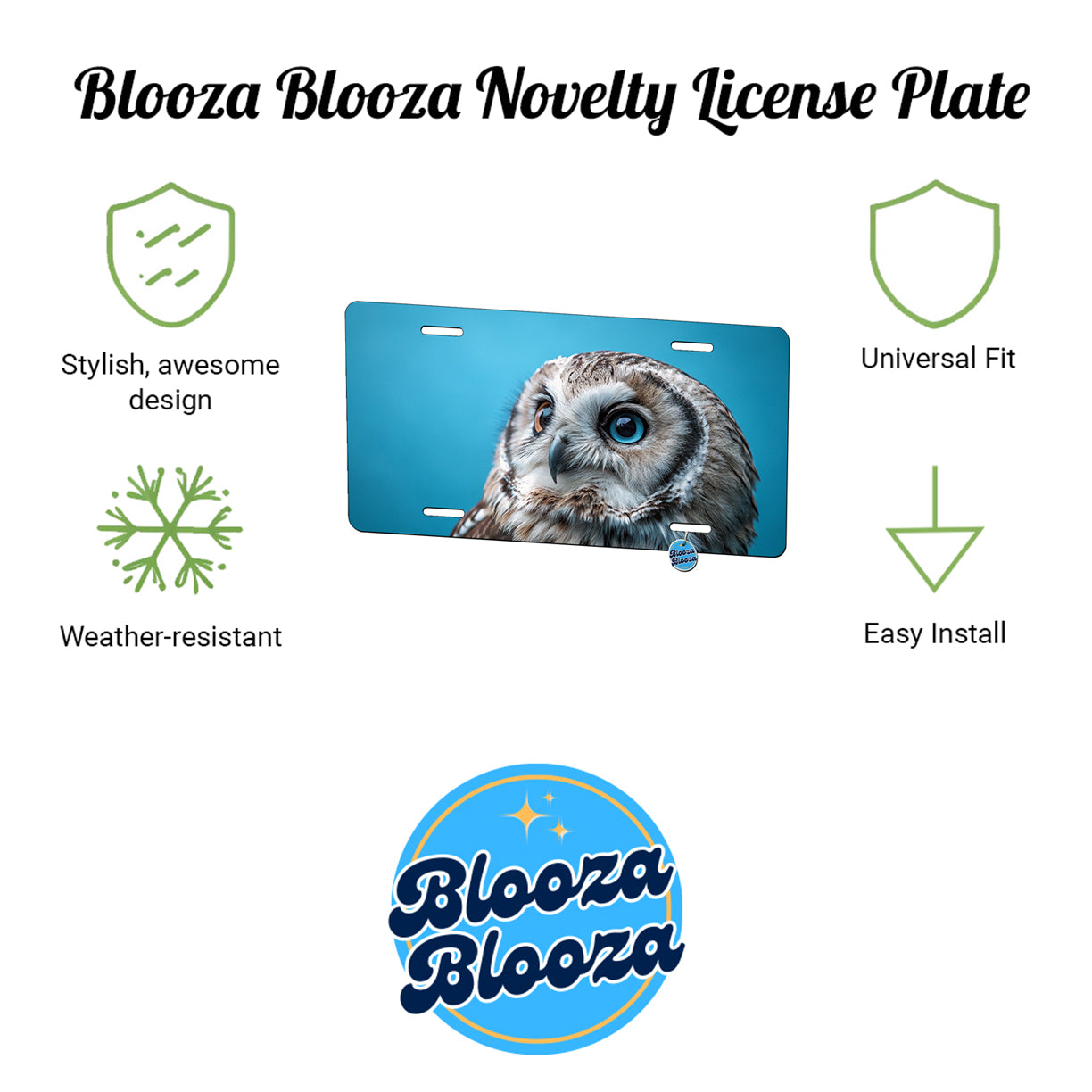 Owl Face Blue Background Metal Vanity Novelty Tag License Plate for Trucks Cars SUVs