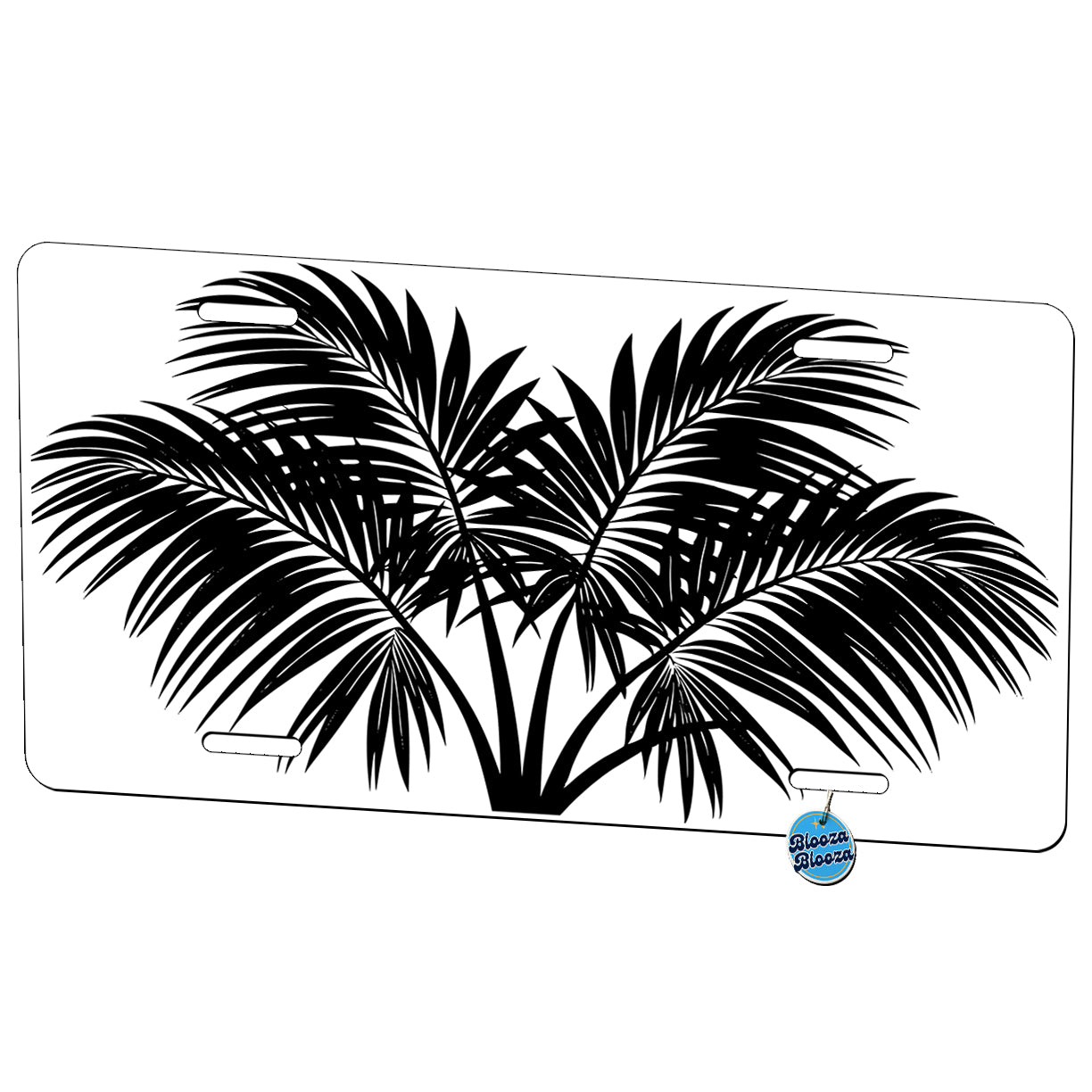Palm Leaves Black White Metal Vanity Novelty Tag License Plate for Trucks Cars SUVs