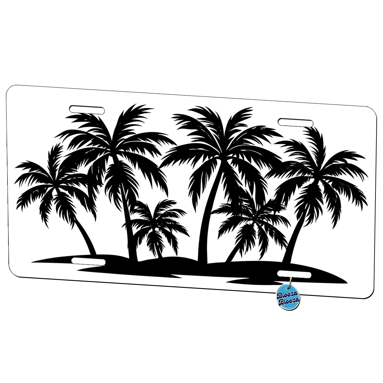 Palm Trees Black White Metal Vanity Novelty Tag License Plate for Trucks Cars SUVs