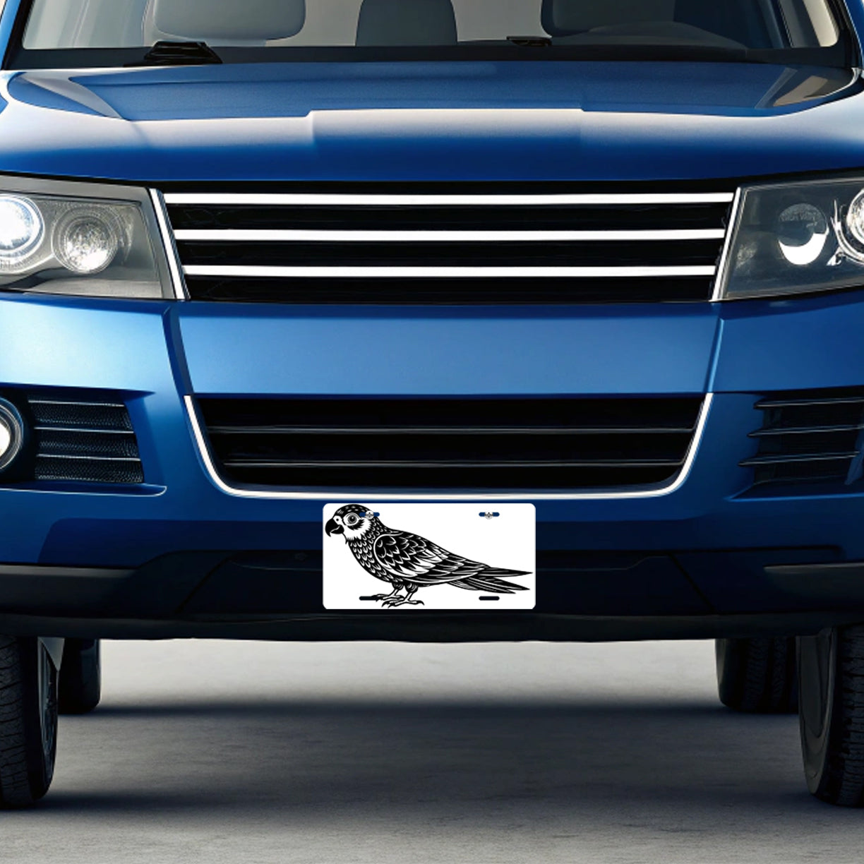 Parrot Black White Metal Vanity Novelty Tag License Plate for Trucks Cars SUVs