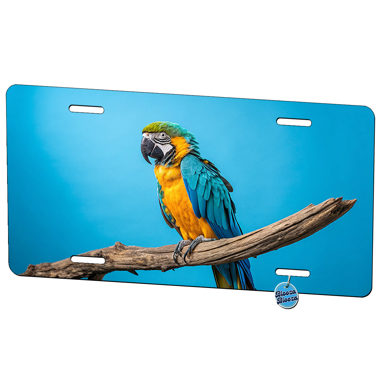 Parrot Blue Background Metal Vanity Novelty Tag License Plate for Trucks Cars SUVs