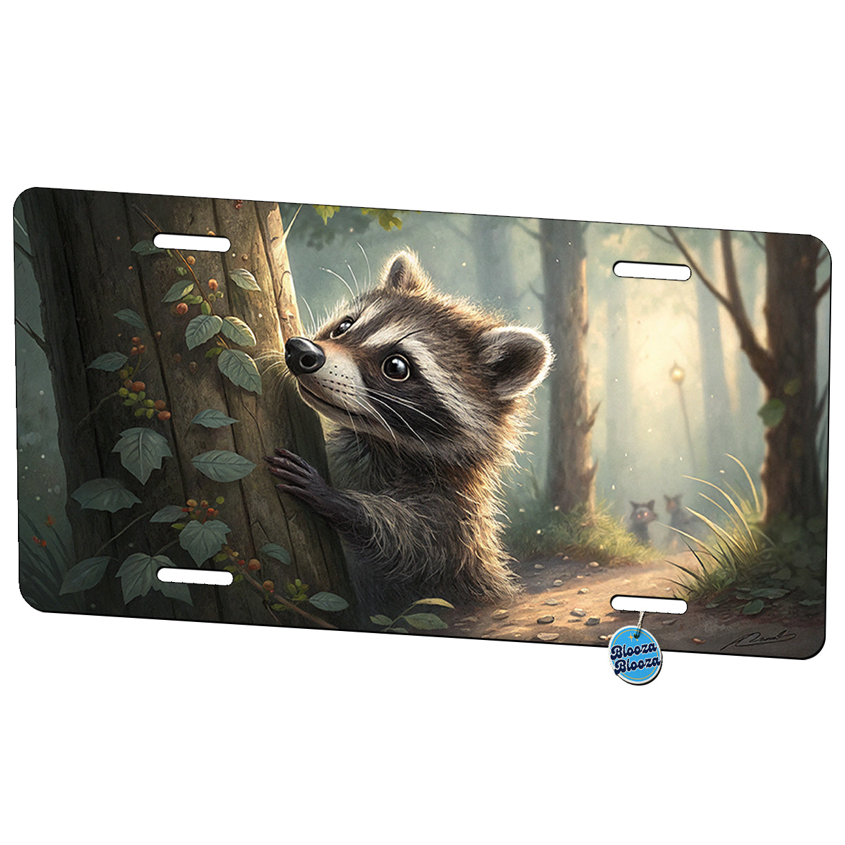 Peeking Raccoon in the Forest Metal Vanity Novelty Tag License Plate for Trucks Cars SUVs