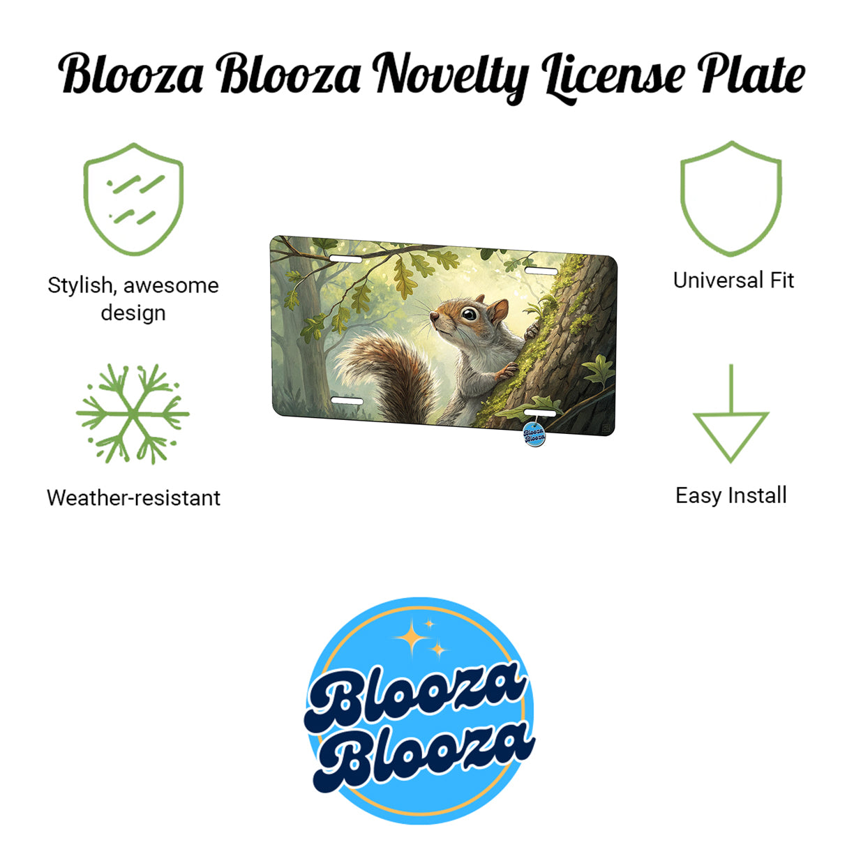 Peeking Squirrel in the Forest Metal Vanity Novelty Tag License Plate for Trucks Cars SUVs