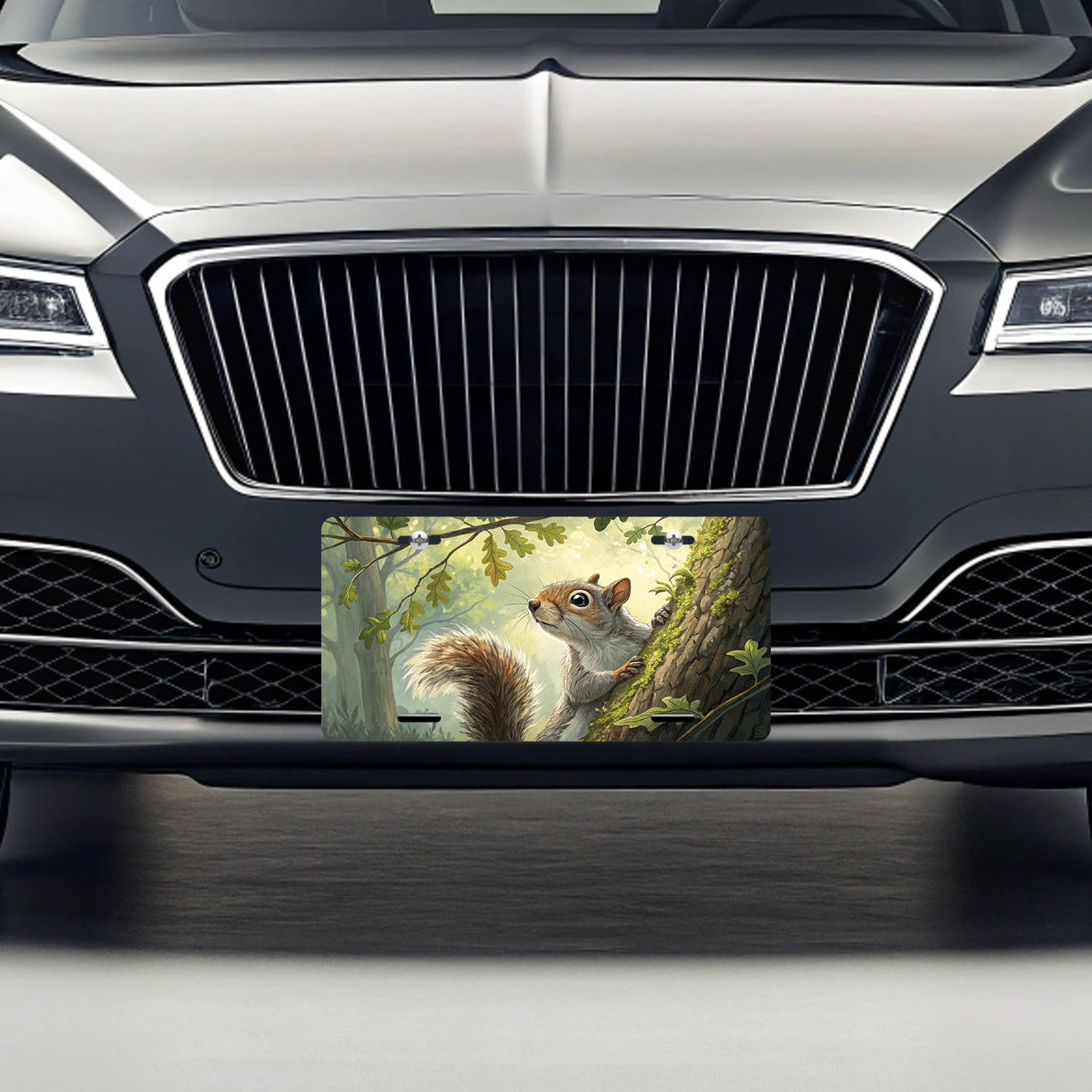 Peeking Squirrel in the Forest Metal Vanity Novelty Tag License Plate for Trucks Cars SUVs