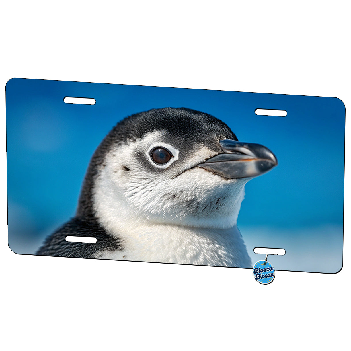 Penguin Face Blue Background Metal Vanity Novelty Tag License Plate for Trucks Cars SUVs