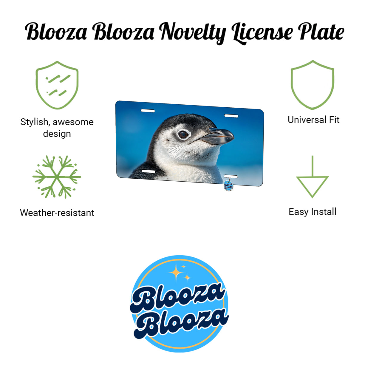 Penguin Face Blue Background Metal Vanity Novelty Tag License Plate for Trucks Cars SUVs