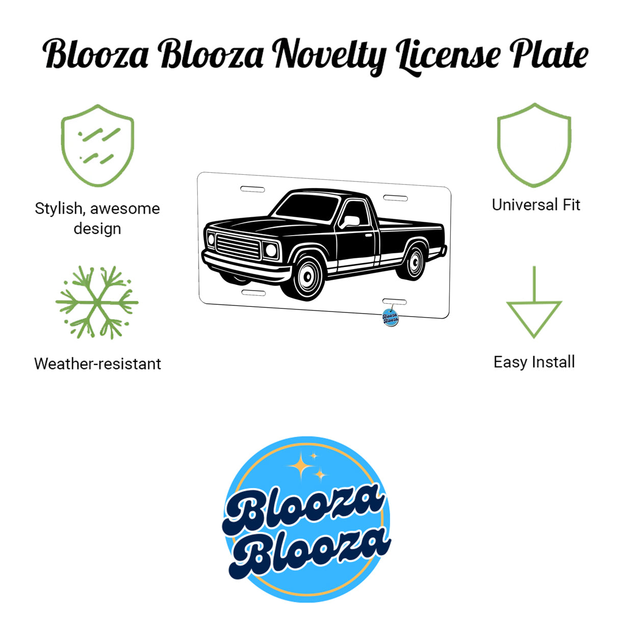 Pickup Truck Black White Metal Vanity Novelty Tag License Plate for Trucks Cars SUVs