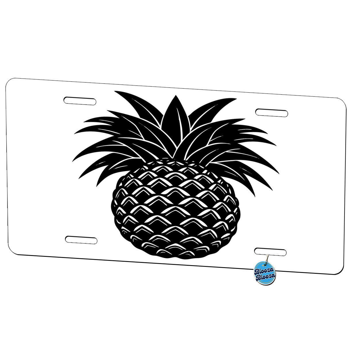 Pineapple Black White Metal Vanity Novelty Tag License Plate for Trucks Cars SUVs