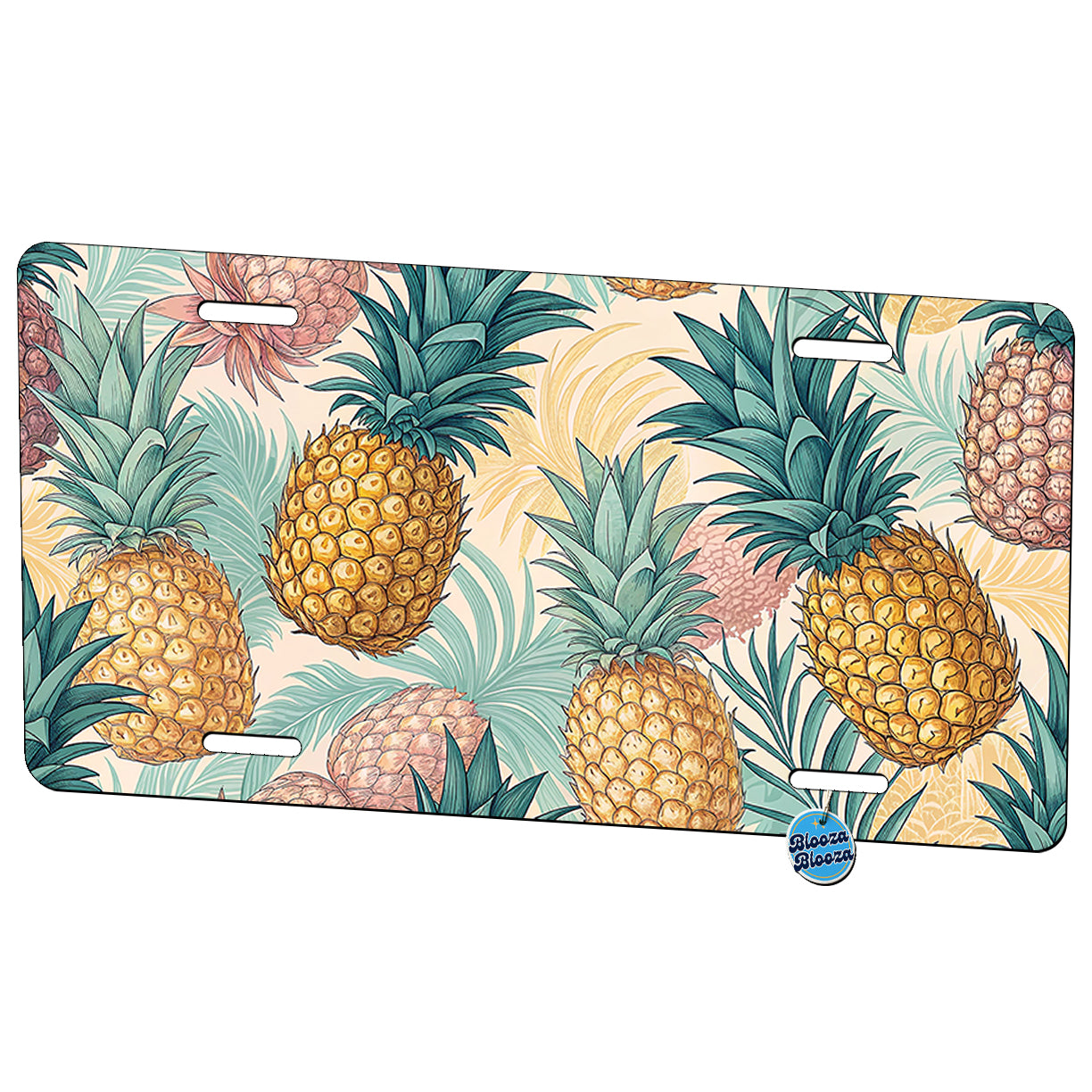 Pineapples Drawing Pattern Metal Vanity Novelty Tag License Plate for Trucks Cars SUVs