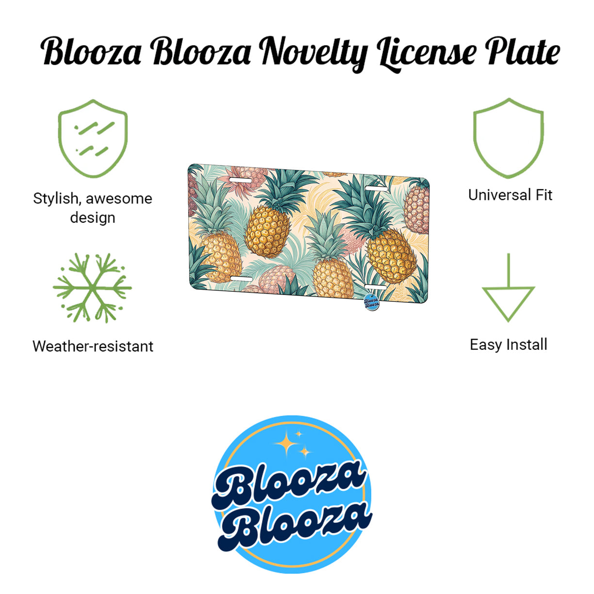 Pineapples Drawing Pattern Metal Vanity Novelty Tag License Plate for Trucks Cars SUVs