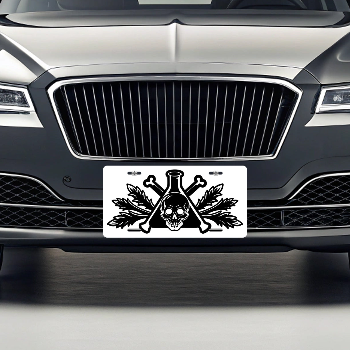 Poison Symbol Black White Metal Vanity Novelty Tag License Plate for Trucks Cars SUVs