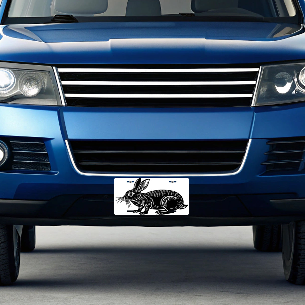 Rabbit Bunny Black White Metal Vanity Novelty Tag License Plate for Trucks Cars SUVs