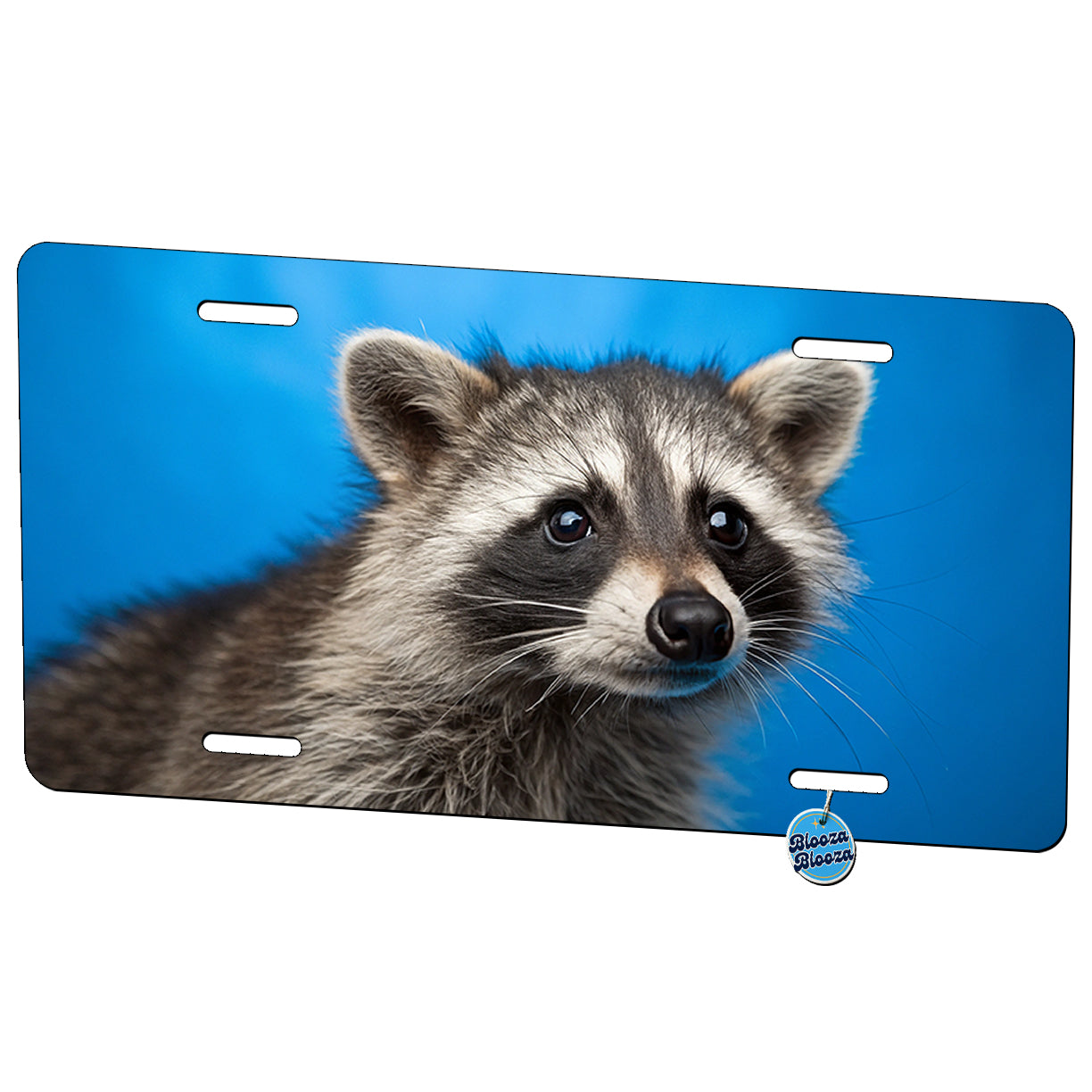 Raccoon Face Blue Background Metal Vanity Novelty Tag License Plate for Trucks Cars SUVs