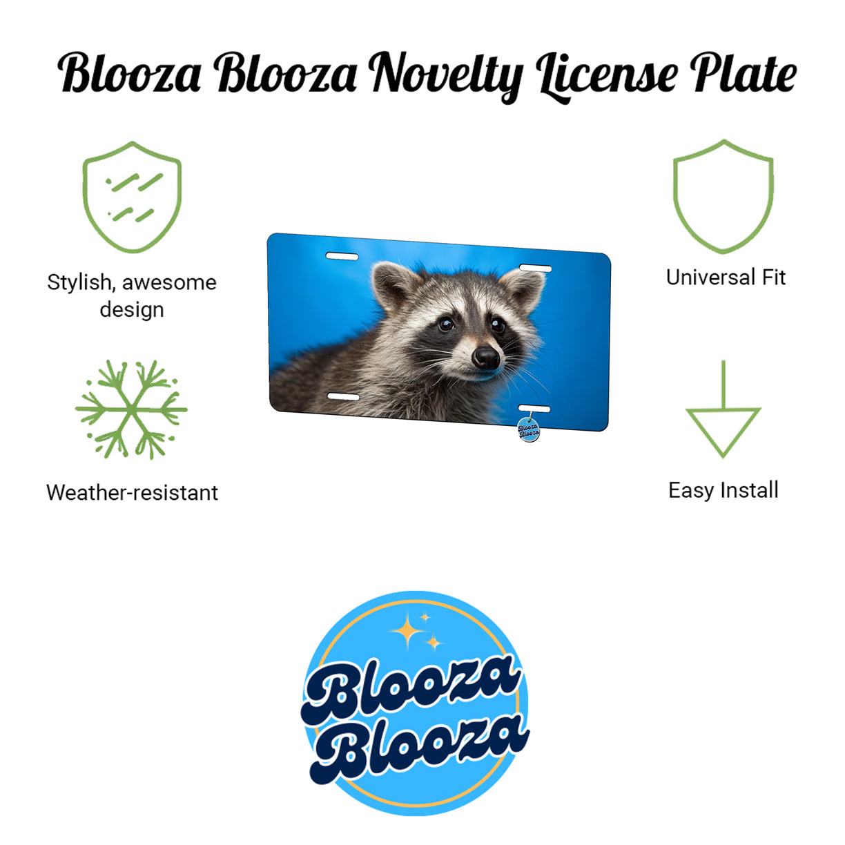 Raccoon Face Blue Background Metal Vanity Novelty Tag License Plate for Trucks Cars SUVs