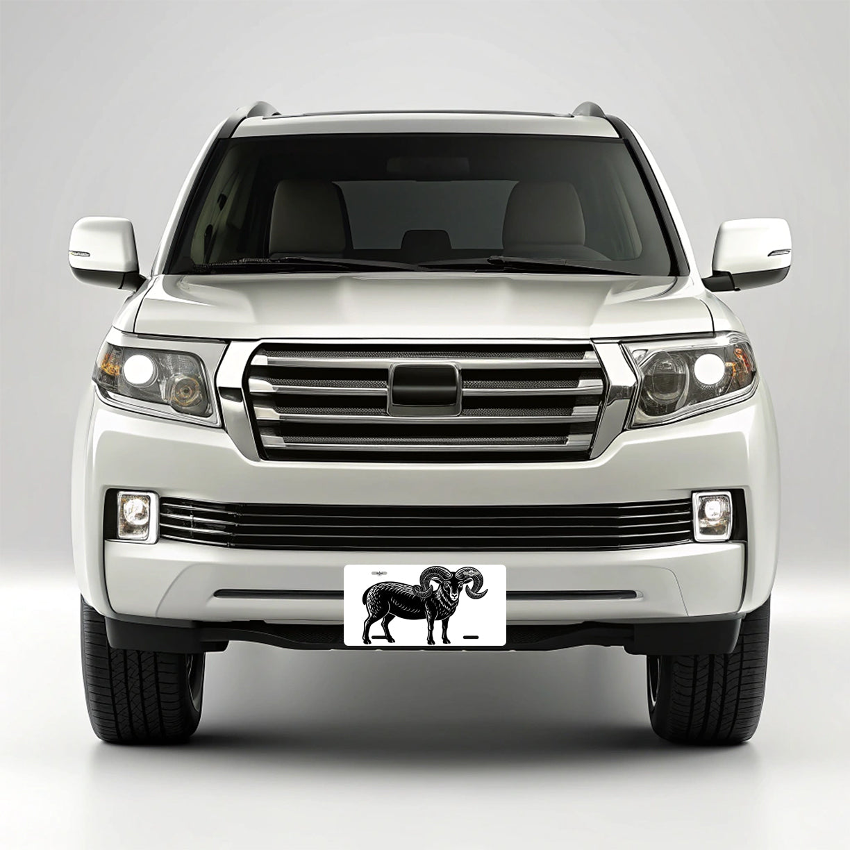 Ram Male Sheep Black White Metal Vanity Novelty Tag License Plate for Trucks Cars SUVs