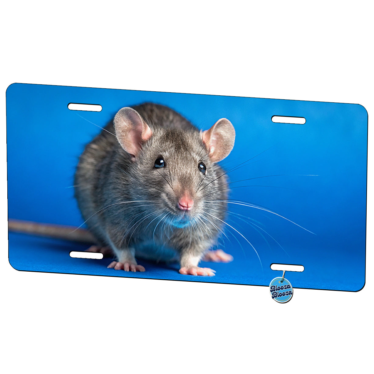 Rat Face Blue Background Metal Vanity Novelty Tag License Plate for Trucks Cars SUVs