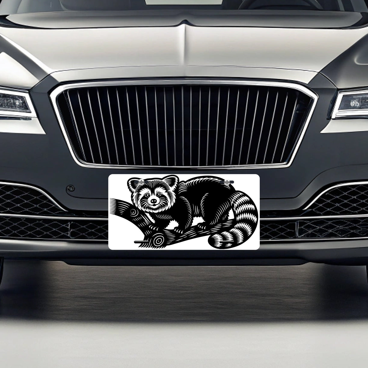 Red Panda Black White Metal Vanity Novelty Tag License Plate for Trucks Cars SUVs
