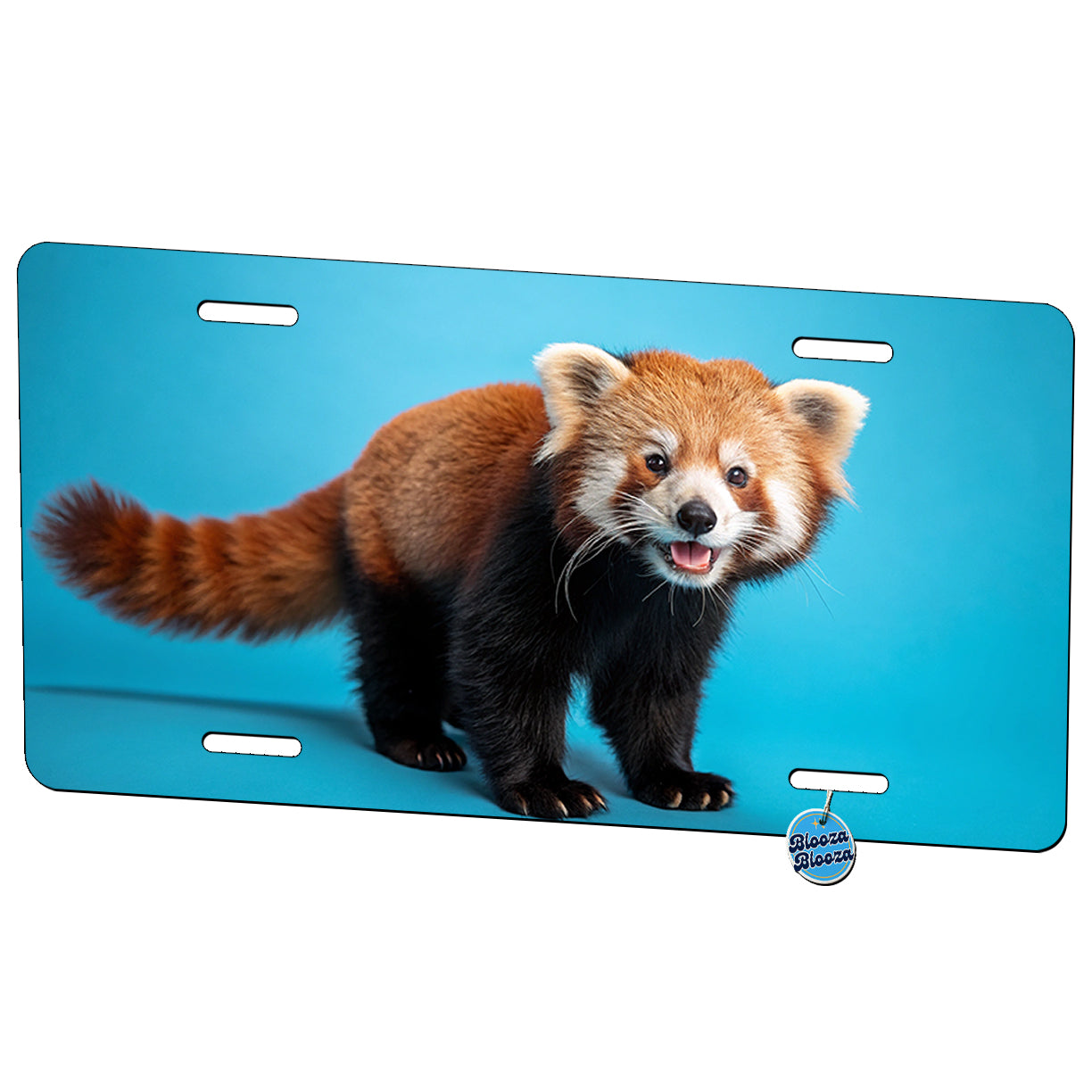 Red Panda Blue Background Metal Vanity Novelty Tag License Plate for Trucks Cars SUVs