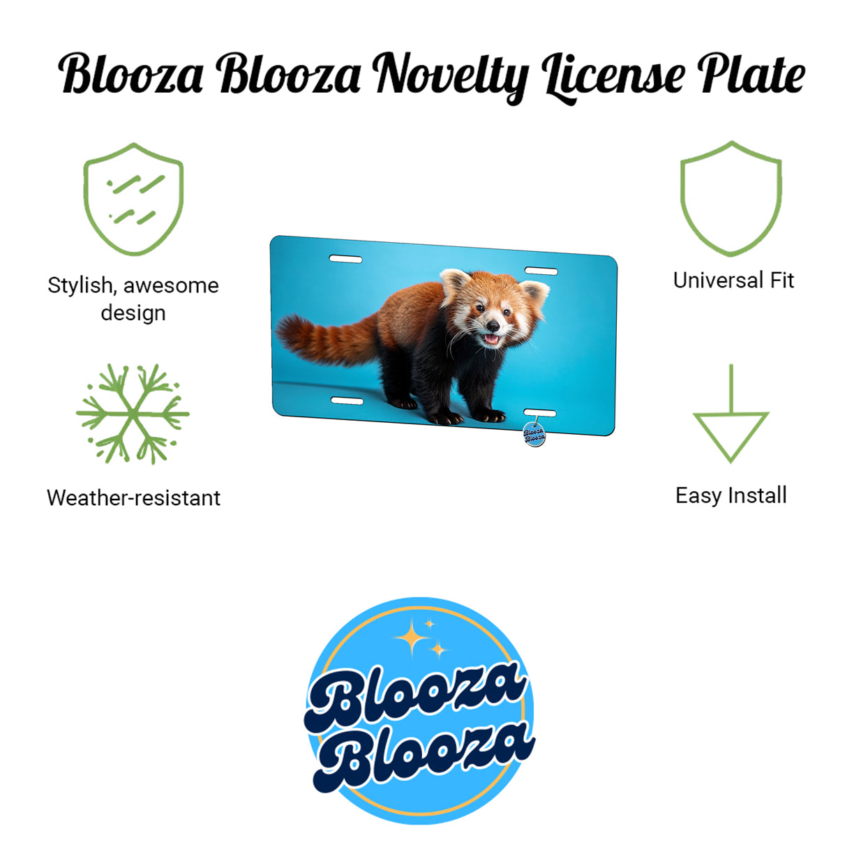 Red Panda Blue Background Metal Vanity Novelty Tag License Plate for Trucks Cars SUVs