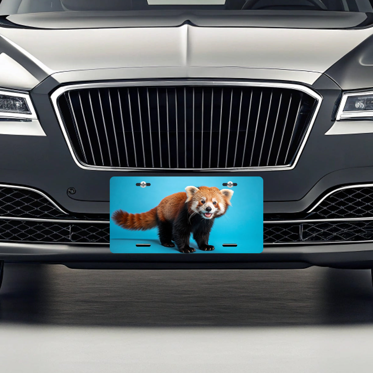 Red Panda Blue Background Metal Vanity Novelty Tag License Plate for Trucks Cars SUVs