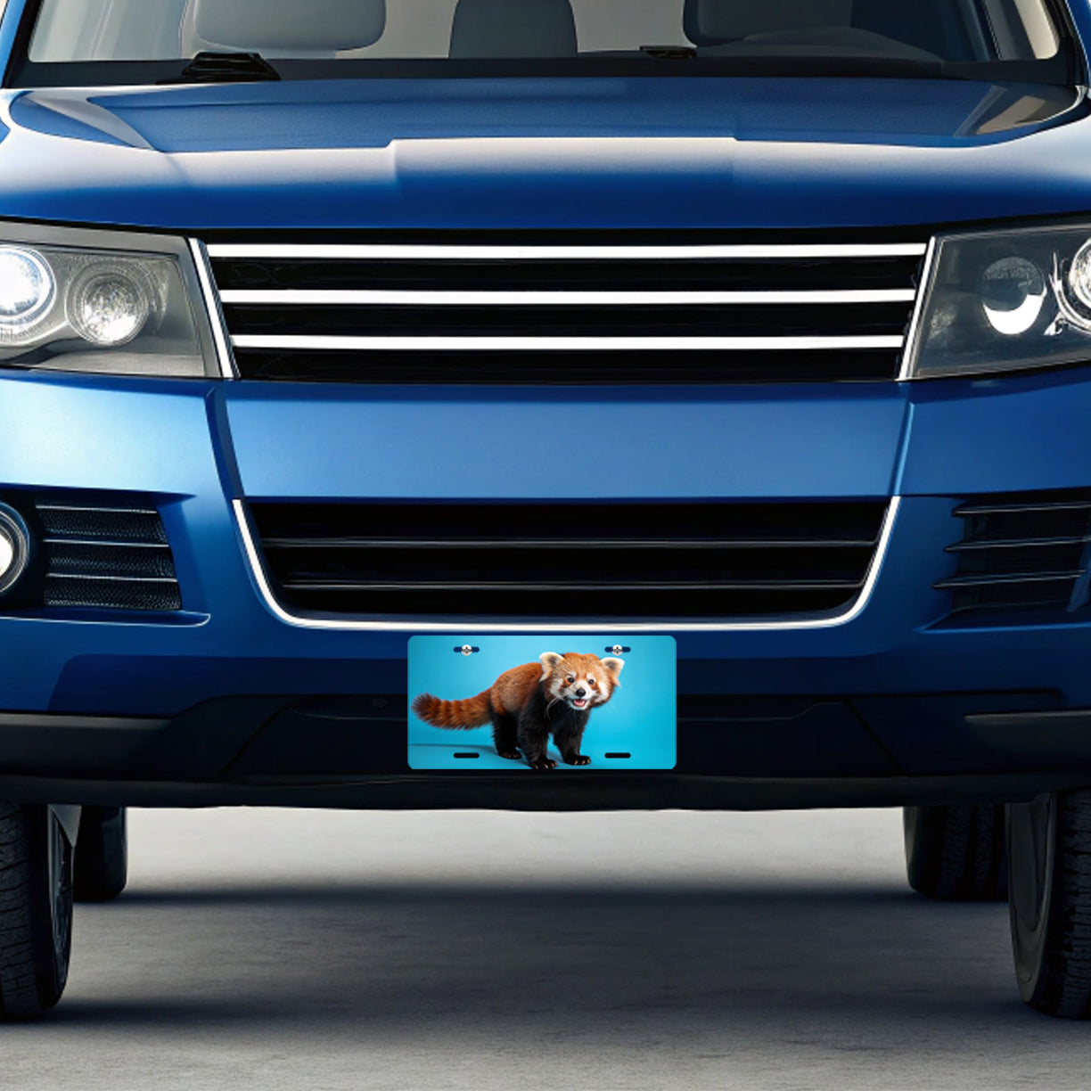 Red Panda Blue Background Metal Vanity Novelty Tag License Plate for Trucks Cars SUVs