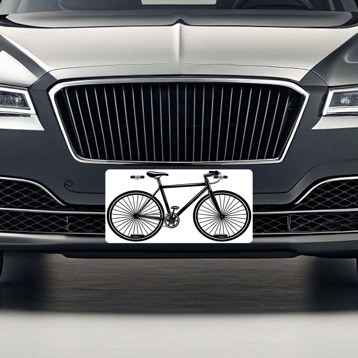 Road Bike Black White Metal Vanity Novelty Tag License Plate for Trucks Cars SUVs
