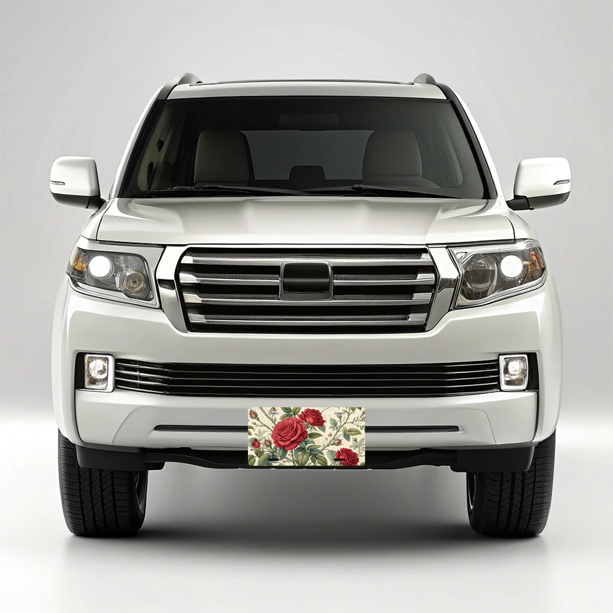 Roses Floral Retro Pattern Metal Vanity Novelty Tag License Plate for Trucks Cars SUVs