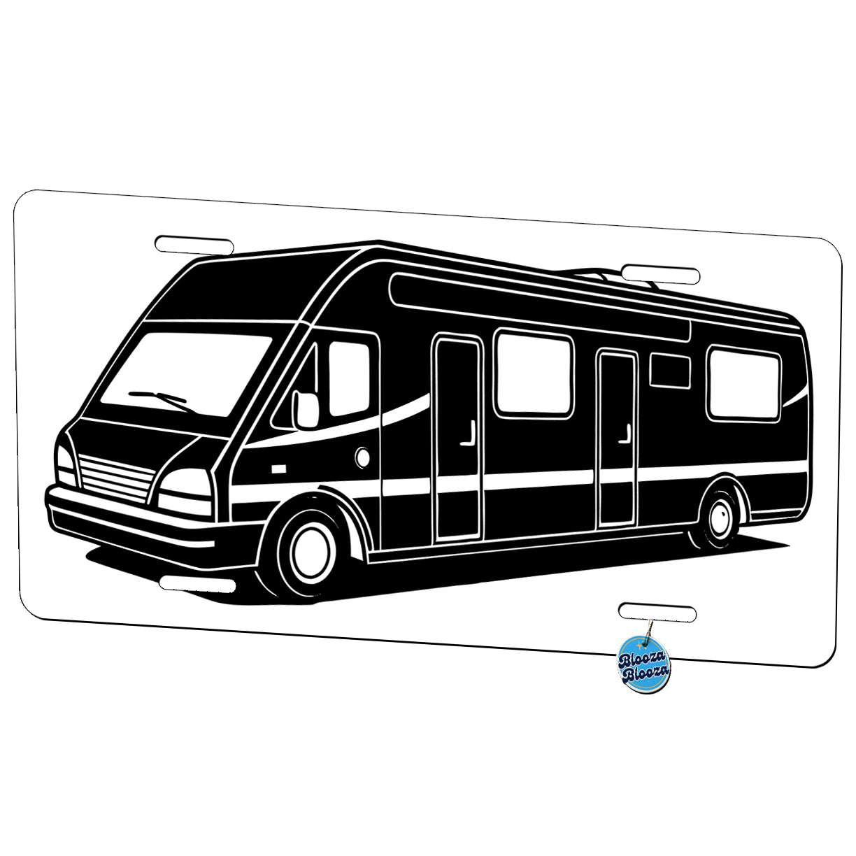 RV Motorhome Black White Metal Vanity Novelty Tag License Plate for Trucks Cars SUVs