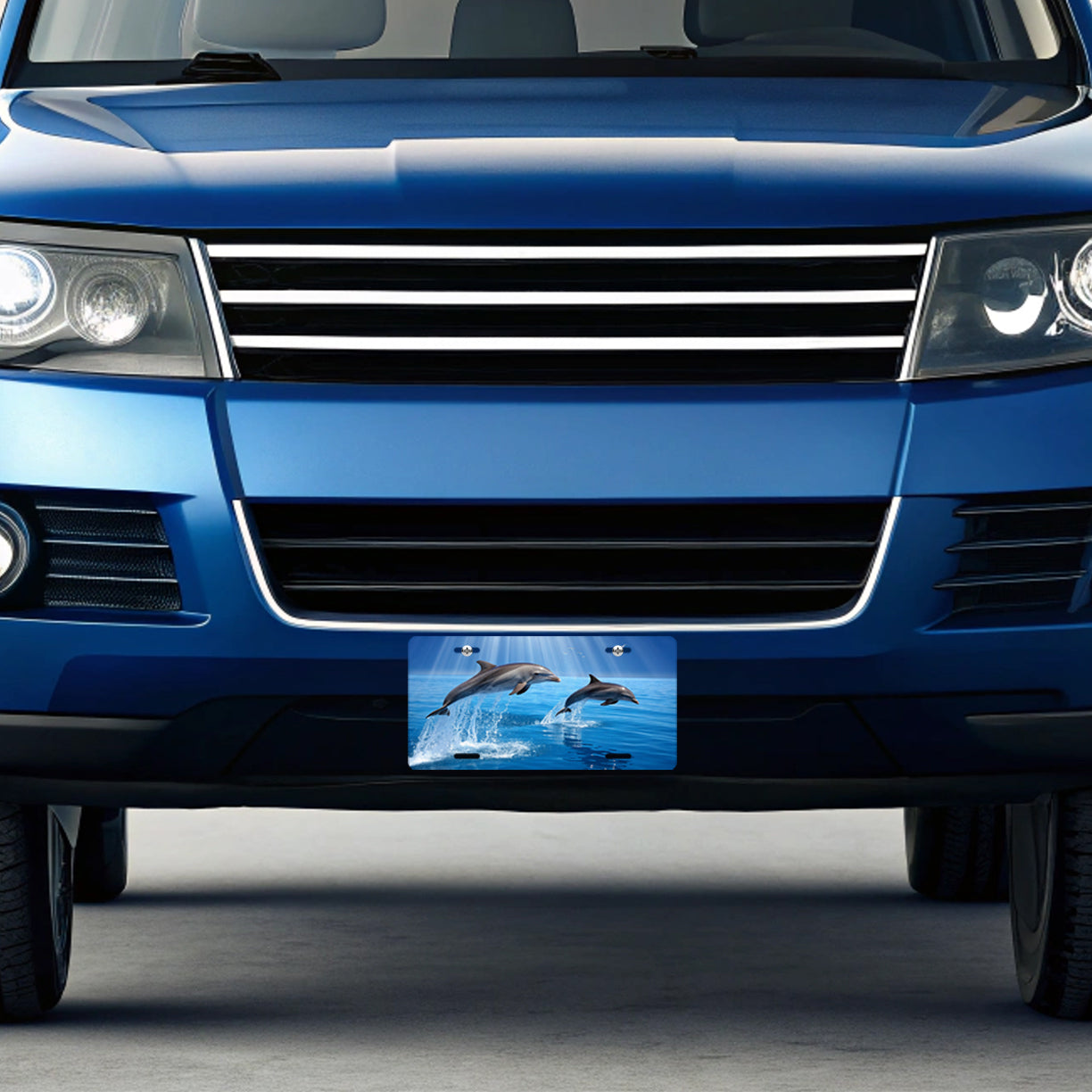 Sea Dolphins Swimming Ocean Metal Vanity Novelty Tag License Plate for Trucks Cars SUVs