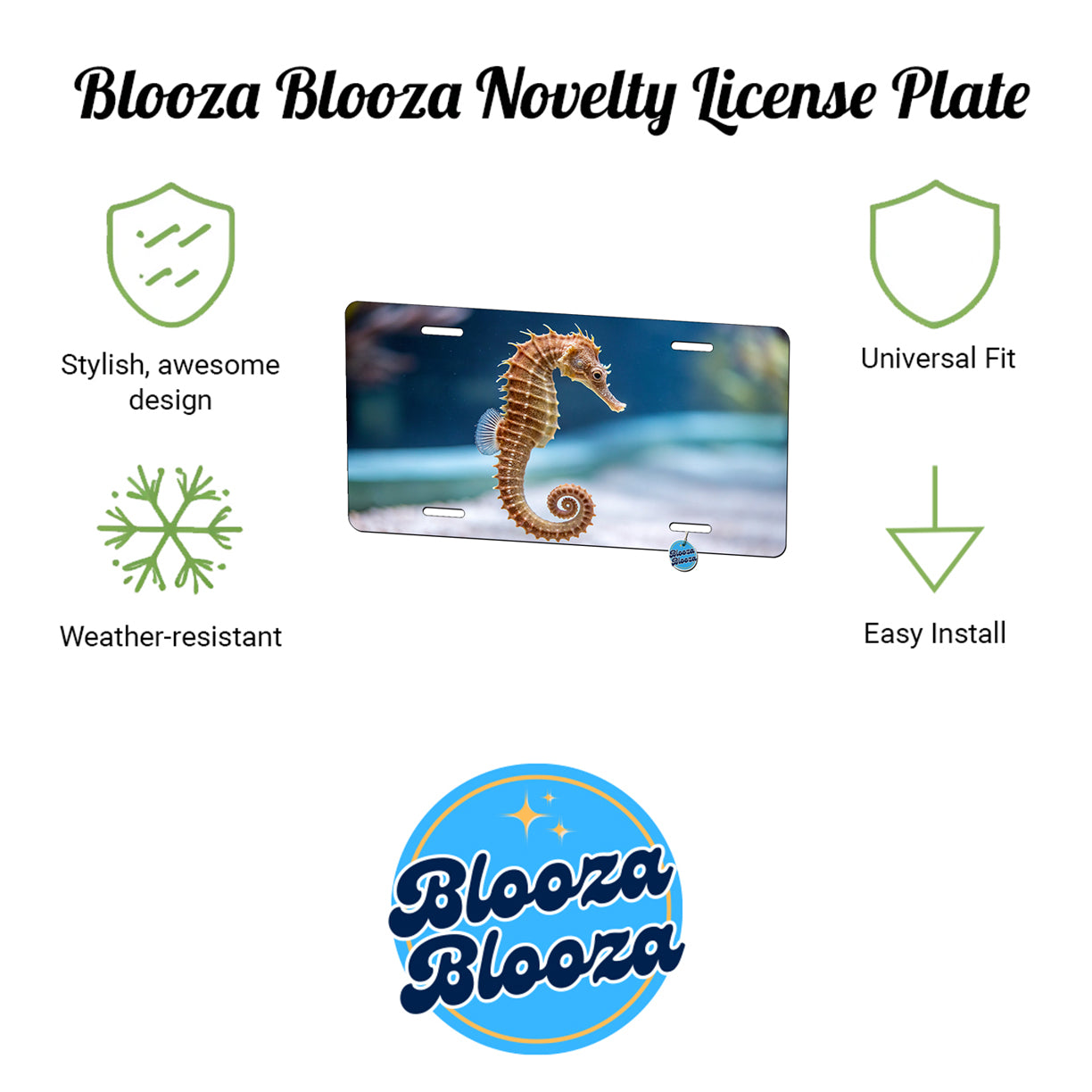 Sea Horse Ocean Cute Metal Vanity Novelty Tag License Plate for Trucks Cars SUVs