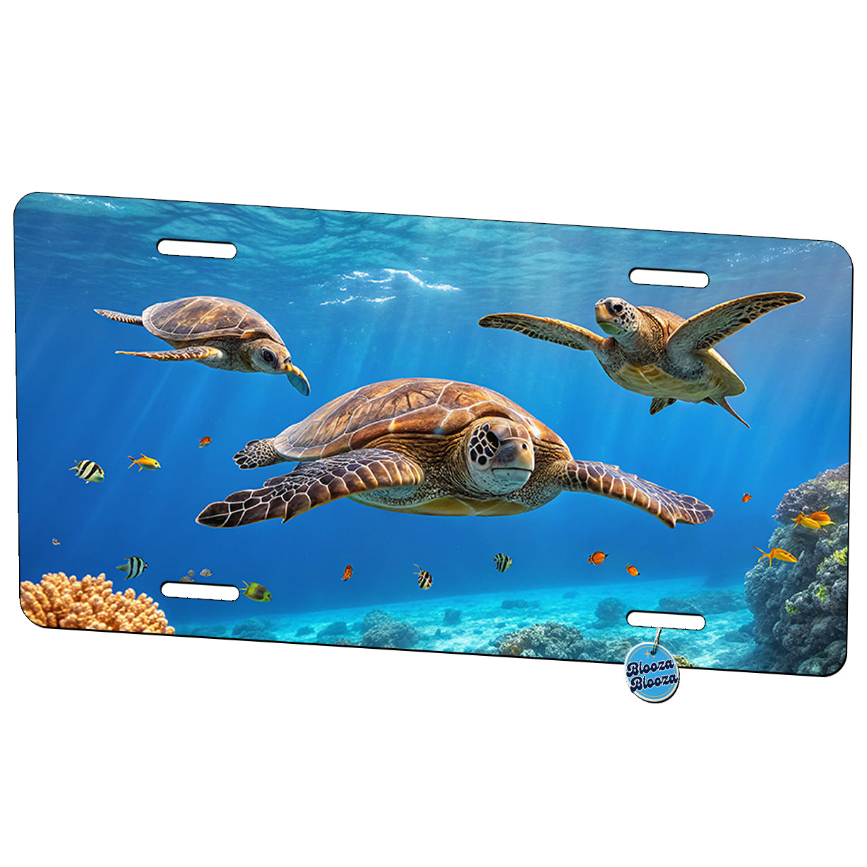 Sea Turtles Swimming Under Water Ocean Metal Vanity Novelty Tag License Plate for Trucks Cars SUVs