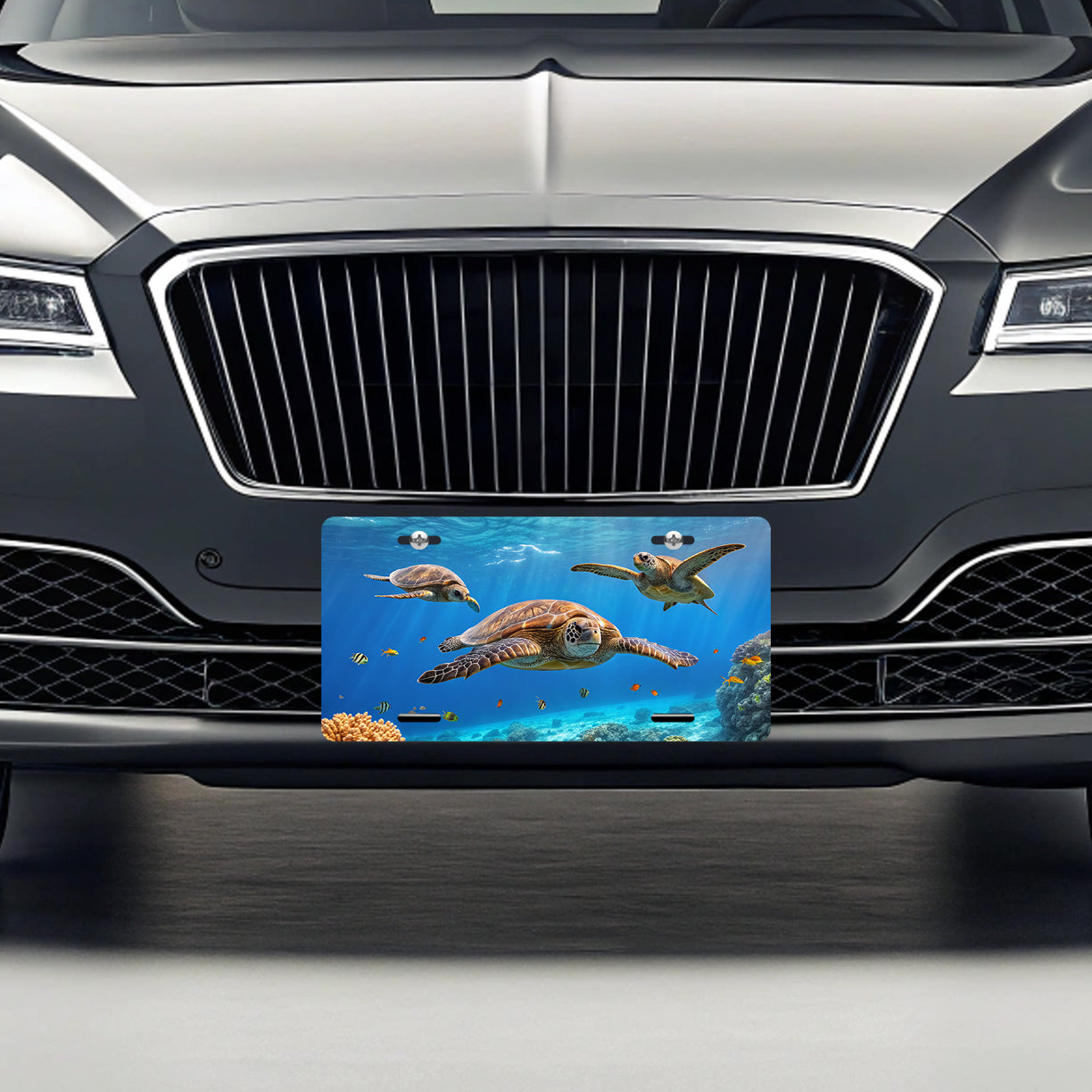 Sea Turtles Swimming Under Water Ocean Metal Vanity Novelty Tag License Plate for Trucks Cars SUVs