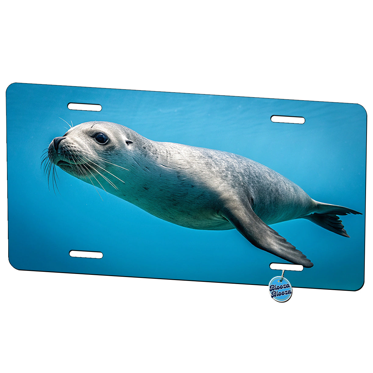 Seal Blue Background Metal Vanity Novelty Tag License Plate for Trucks Cars SUVs