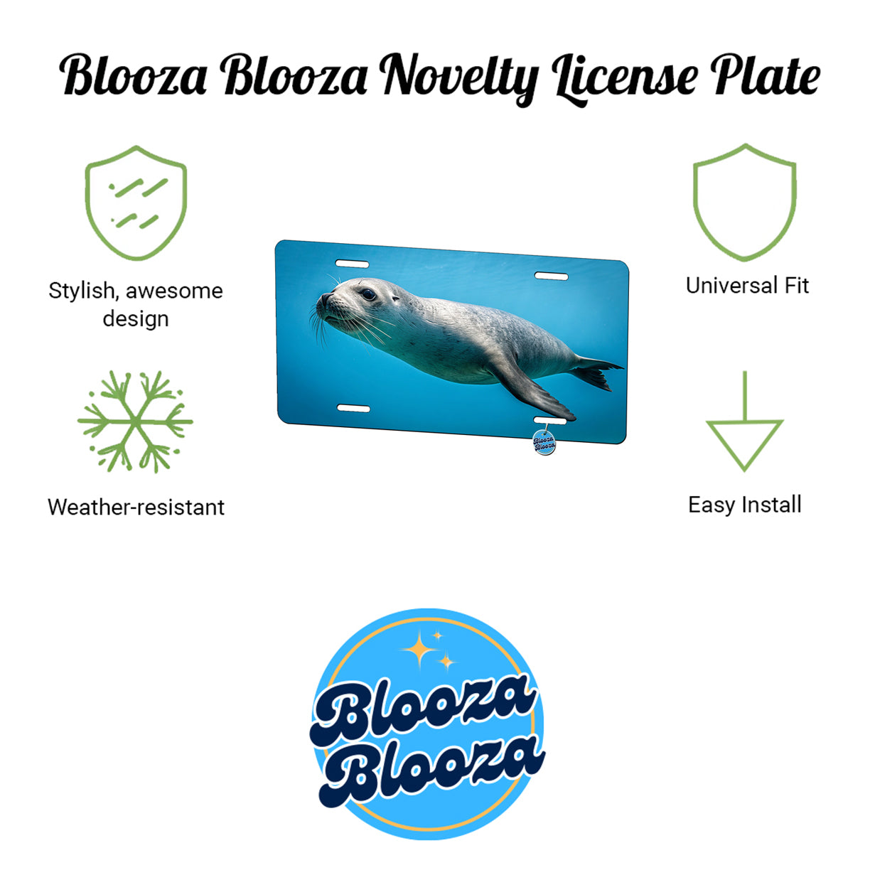 Seal Blue Background Metal Vanity Novelty Tag License Plate for Trucks Cars SUVs