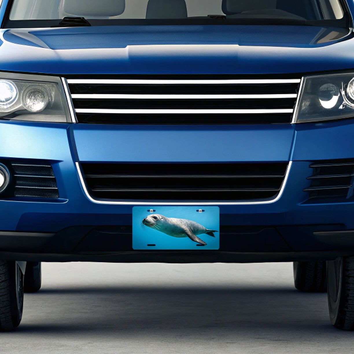 Seal Blue Background Metal Vanity Novelty Tag License Plate for Trucks Cars SUVs