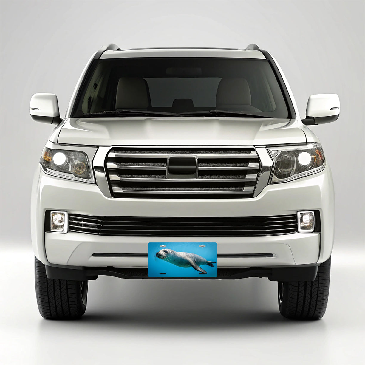 Seal Blue Background Metal Vanity Novelty Tag License Plate for Trucks Cars SUVs