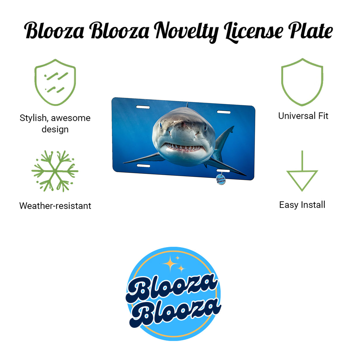 Shark Face Blue Background Metal Vanity Novelty Tag License Plate for Trucks Cars SUVs