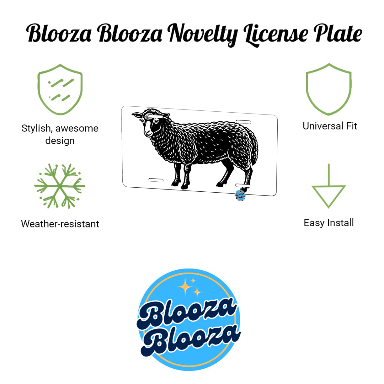Sheep Black White Metal Vanity Novelty Tag License Plate for Trucks Cars SUVs