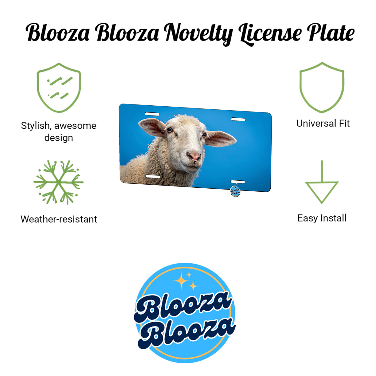 Sheep Face Blue Background Metal Vanity Novelty Tag License Plate for Trucks Cars SUVs
